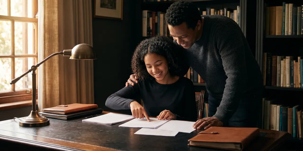 Ndzinga Capital cover-readiness illustration showing a family protected by an umbrella with financial documents on a dark gold desk